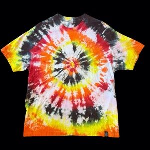 Haus of Hendo Hand Dyed Tie-Dye T-Shirt - Red, Yellow, Orange, Black